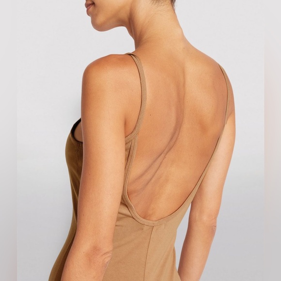 GOOD AMERICAN STRAPPY SCOOP BIKER JUMPSUIT Size XS Camel Brown Q468 - Picture 4 of 7